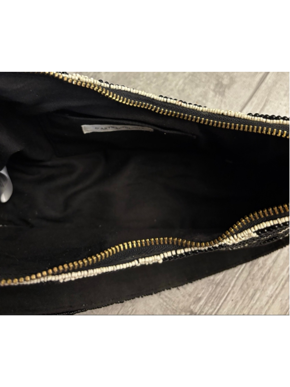 Anthropologie Shoulder Bag One Size Black White Beaded - Picture 3 of 5
